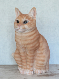beeld/asbeeld/urn Kat zittend rood | 29 cm