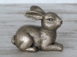 beeldje zittend konijn bronskleur