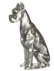 beeldje Duitse Dog zittend zilvertin