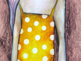 Girl in a yellow and white polka dot bathing suit - Limited Edition