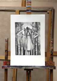 Tree girl - lithografie