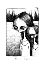 Mother and daughter - zwart/wit print