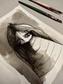 Portrait of a girl - inkt tekening