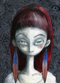 Feather girl - art print