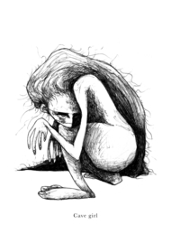 Cave girl - black & white art print