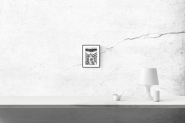 Grumpy girl with coffee in a reuseable cup - zwart/wit print