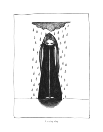 A rainy day - zwart/wit print