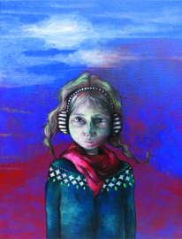 Portrait in blue & red I