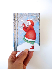 Girl with bird - Christmas card