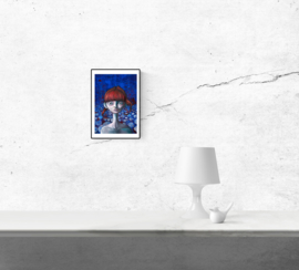 Portrait in blue and red II - art print