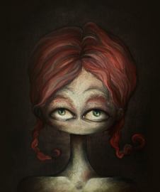 Portret met vlechten - kunstprint