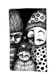 Winter family - black & white art print