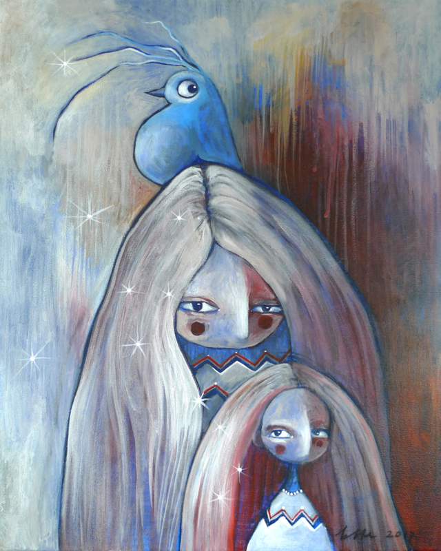 Mother, daughter and bird | 50x40cm | TE KOOP