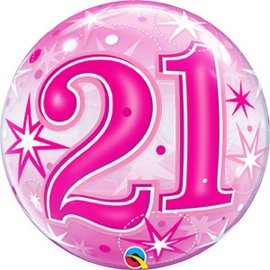 Bubble 21 jaar - Pink Starburst Sparkle  (43123Q)