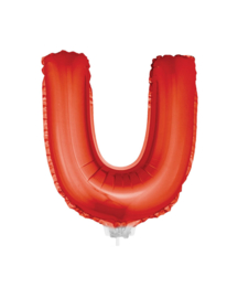 Folie Letter U - 41 cm Rood (met stokje)