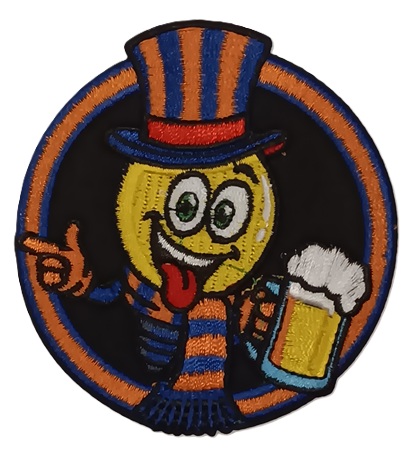 Embleem / applicatie LAMPEGAT LEMPKE MET BIER - 9 X 8 cm