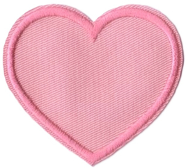 Embleem / applicatie Roze hartje - 6 x 5,5 cm