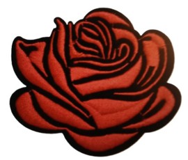 Embleem / applicatie Rode roos - 7,6 x 6,4 cm