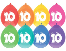 Ballonnen 10 jaar - 8 stuks - 12"/30 cm