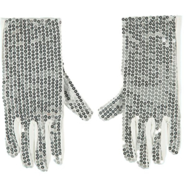 Glitter handschoenen zilveren pailletten (71818A}