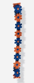 Haarband bloemen Oranje / Blauw Lampegat