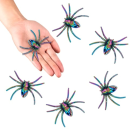 Iridiserende spinnen 6 stuks - 7 cm