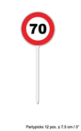 Cocktailprikkers / kaasprikkers verkeersbord 70 jaar (84414E)