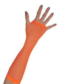 Nethandschoenen lang vingerloos Neon Oranje (80062E)