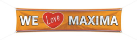 Banner / spandoek We Love Maxima -  180 x 40 cm (30688F)