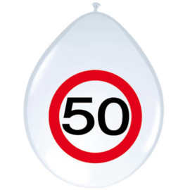 Ballonnen 50 jaar verkeer - 8 stuks 12"/30 cm