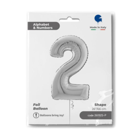 Cijfer 2 - 66 cm Zilver