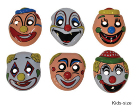 Plastic maskers clowntje - 12 stuks (61100E)