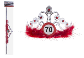 Tiara 70 jaar Verkeersbord - verstelbaar (84696E)