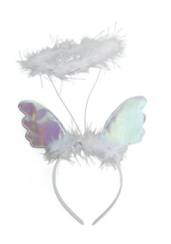 Diadeem Engelenvleugels + aureool wit