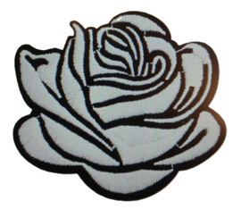 Embleem / applicatie Witte roos - 7,6 x 6,4 cm