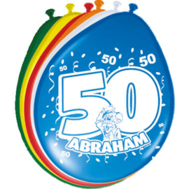 Ballonnen 50 jaar Abraham - 8 stuks  - 12"/30 cm