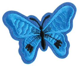 Embleem / applicatie Blauwe vlinder - 7 x 5 cm