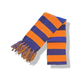 Sjaal / das oranje / blauw Lampegat - breed 18 cm