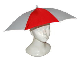 Hoofd paraplu rood wit (60724E)