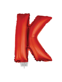 Folie Letter K - 41 cm Rood (met stokje)