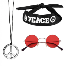 Hippie peace flower power set 3dlg. (44518B)