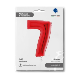 Cijfer 7 - 100 cm Rood