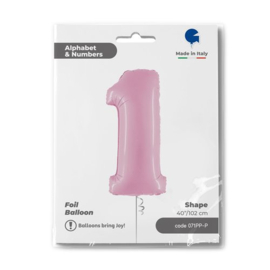 Cijfer 1 - 100 cm Pastel Roze