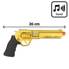 Revolver met geluid - goudkleurig