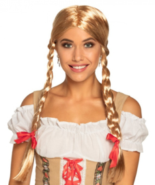 Pruik Heidi Tirol blond met vlechten  (86117B)