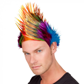 Pruik punk Regenboog  (86348B)