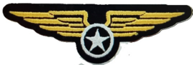 Embleem / strijk applicatie badge piloot 9 x 2,5 cm