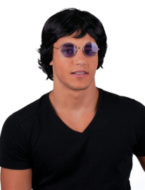 Pruik Sir Elton Zwart