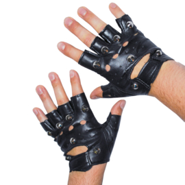 Zwarte handschoenen biker / punk SMALL