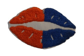 Embleem / applicatie Mond Lampegat Oranje/Blauw boven - 5 x 3 cm